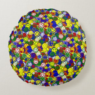 Primary Face Beads-YELLOW-ROUND PILLOW
