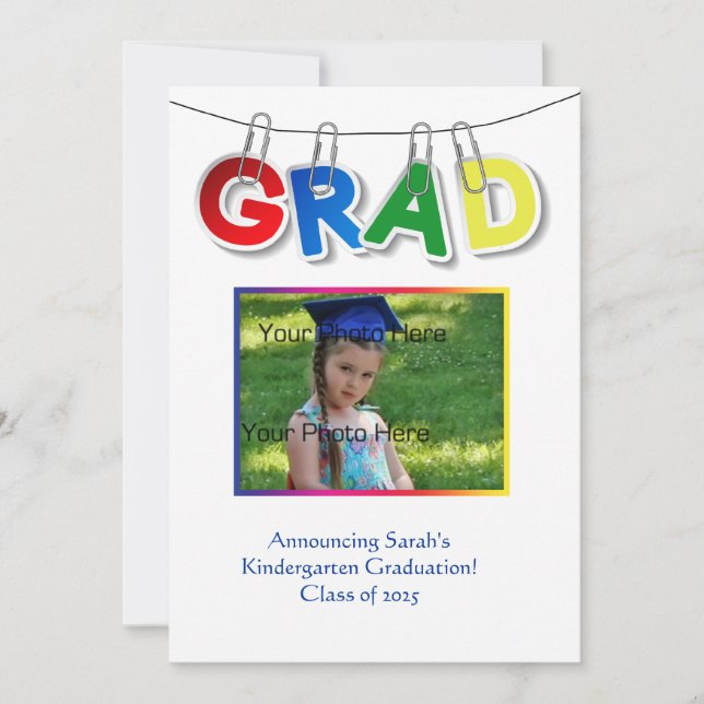 Primary Grad Text Photo Announcement (Front)