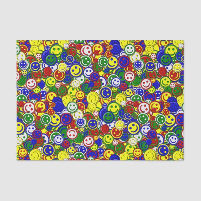 Primary Happy Face Allover Beads Tissue Paper (Front)