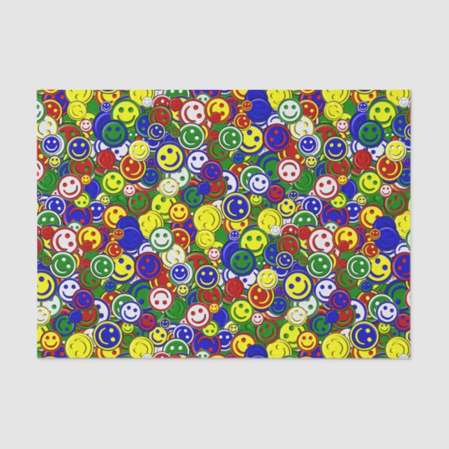 Primary Happy Face Allover Beads Tissue Paper (Front)