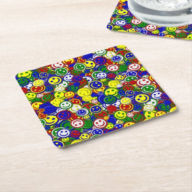 Primary Happy Face Beads,Blue-PAPER COASTERS (Angled)