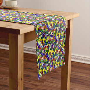 Primary Happy Face Beads,Blue-TABLE RUNNER 14x72