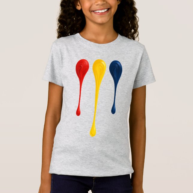 Primary Paint Drip Kids T-Shirt (Front)