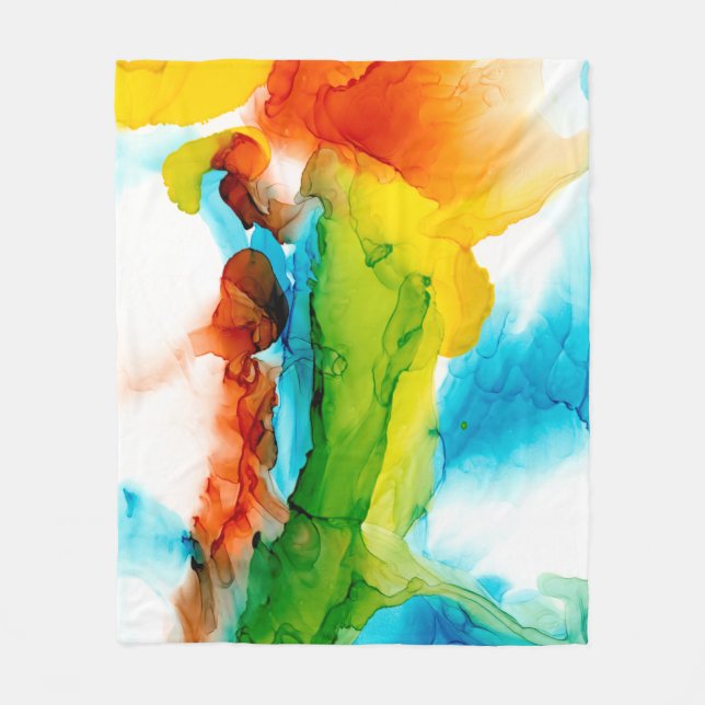 Primary Plume - Watercolors Fleece Blanket (Front)