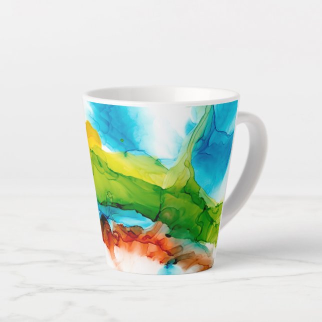 Primary Plume - Watercolors Latte Mug (Right Angle)
