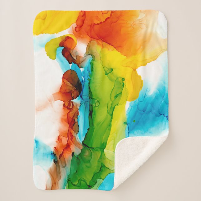 Primary Plume - Watercolors Sherpa Blanket (Front)