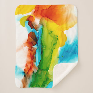 Primary Plume - Watercolors Sherpa Blanket