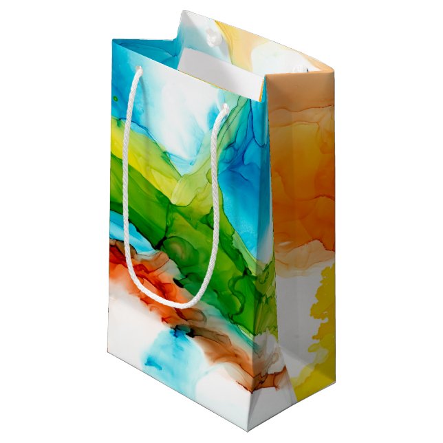 Primary Plume - Watercolors Small Gift Bag (Front Angled)