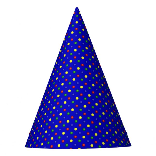 Primary Polka Dots-Blue-PAPER PARTY HATS (Front)