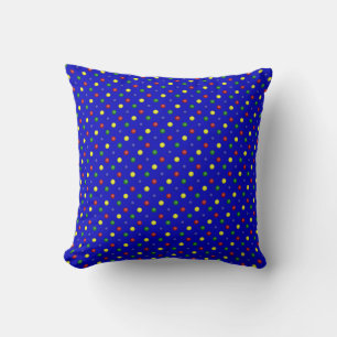 Primary Polka Dots Blue-Square Throw Pillow
