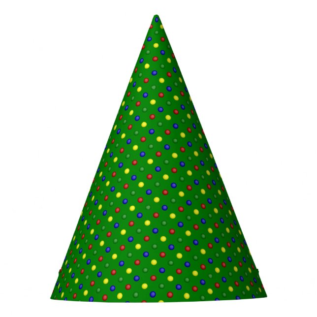 Primary Polka Dots-Green-PAPER PARTY HATS (Front)