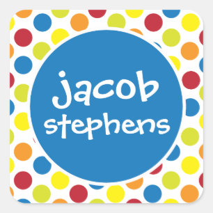 Primary Polka Dots Personalised Stickers