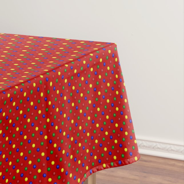 PRIMARY POLKA DOTS RED-52x70 TABLECLOTH (In Situ)