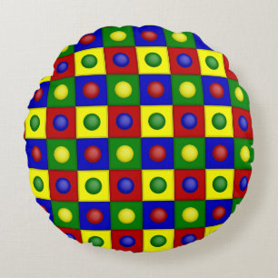Primary Polka Dots Squared-ROUND THROW PILLOW