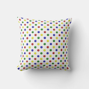 Primary Polka Dots Transparent-Square Throw Pillow