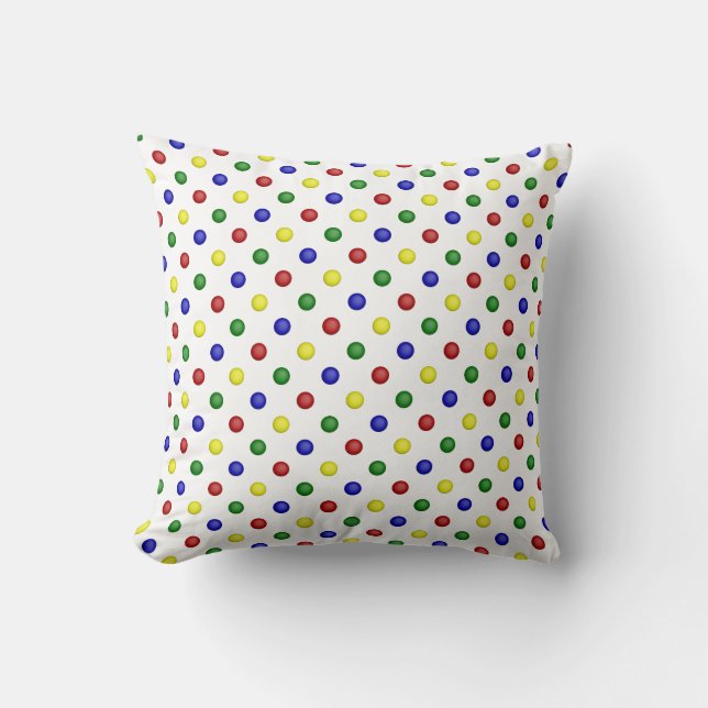 Primary Polka Dots Transparent-Square Throw Pillow (Front)