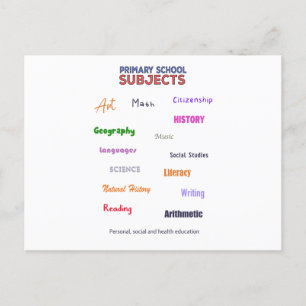 Primary School Subjects Holiday Postcard