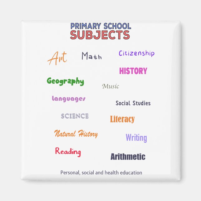 Primary School Subjects Magnet (Front)