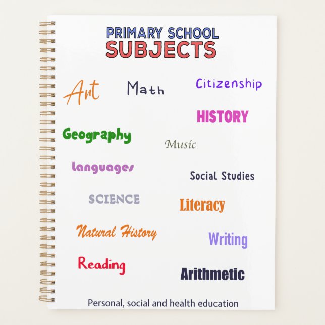 Primary School Subjects Planner (Front)