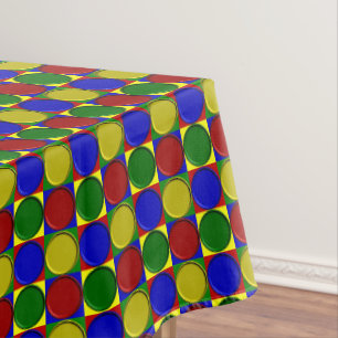 PRIMARY SQUARES, INVERTED DOTS-52x70 TABLECLOTH