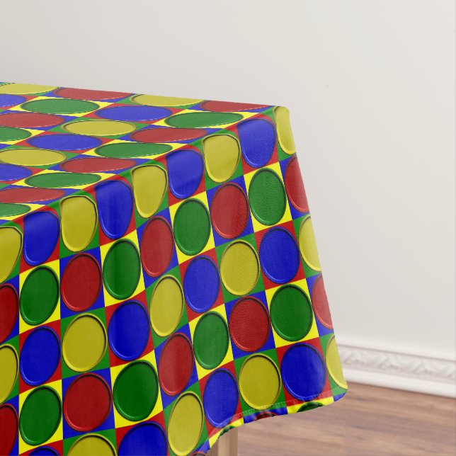 PRIMARY SQUARES, INVERTED DOTS-52x70 TABLECLOTH (In Situ)