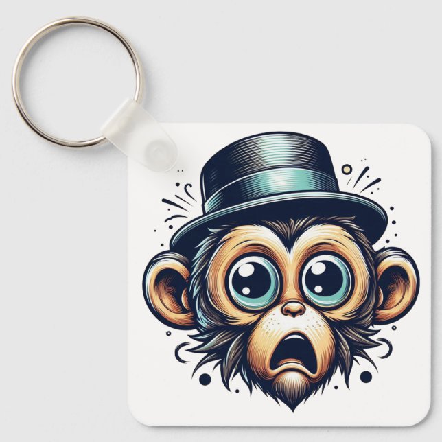 "Primate Panic Monkey" Aluminum Keychain (Front)