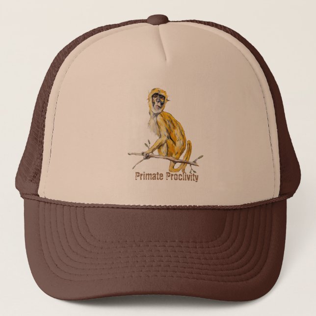 Primate Proclivity Monkey Trucker's Hat (Front)