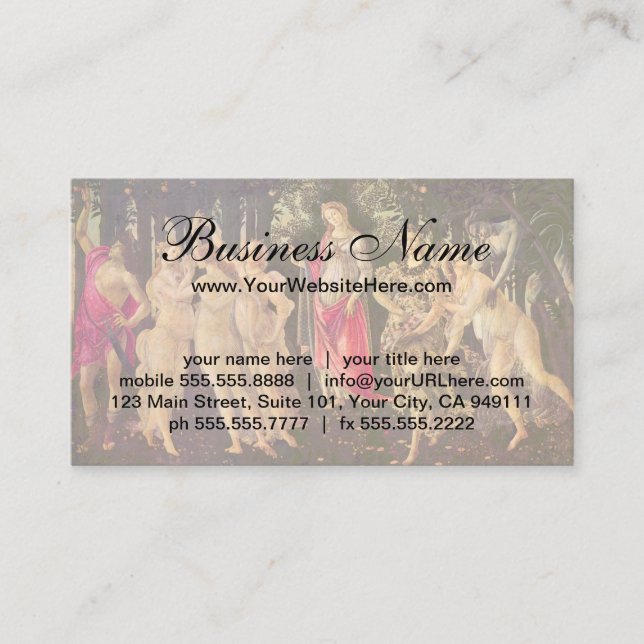 Primavera by Botticelli, Antique Renaissance Art Business Card (Front)