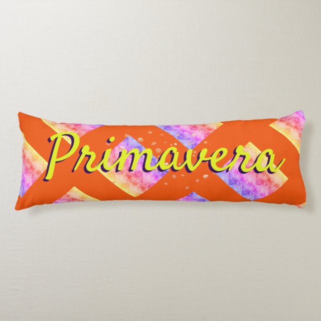 Primavera colourful yellow orange pink pattern body cushion (Front)
