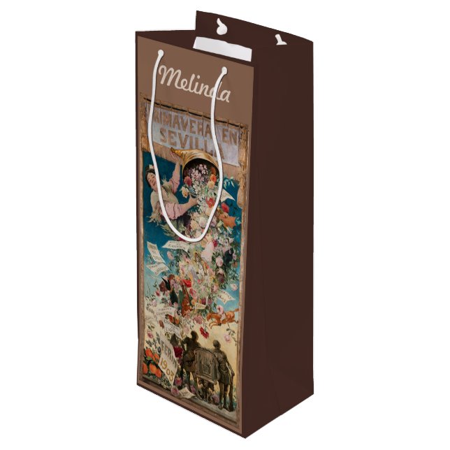 “Primavera en Sevilla” custom name wine gift bag (Back Angled)