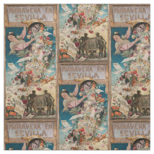 “Primavera en Sevilla” vintage art fabric