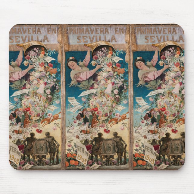 “Primavera en Sevilla” vintage art mousepad (Front)