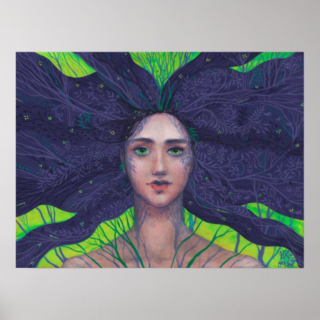 Primavera Spring Goddess Fantasy Surreal Portrait Poster (Front)