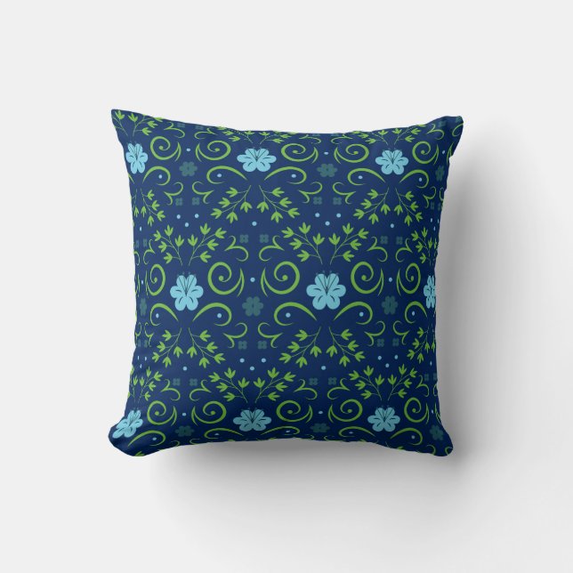 Primavera Vintage Green And Blue Cushion (Front)