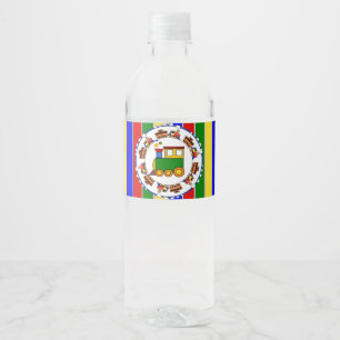 Prime Colours Choo Choo Train Baby Shower Birthday Water Bottle Label