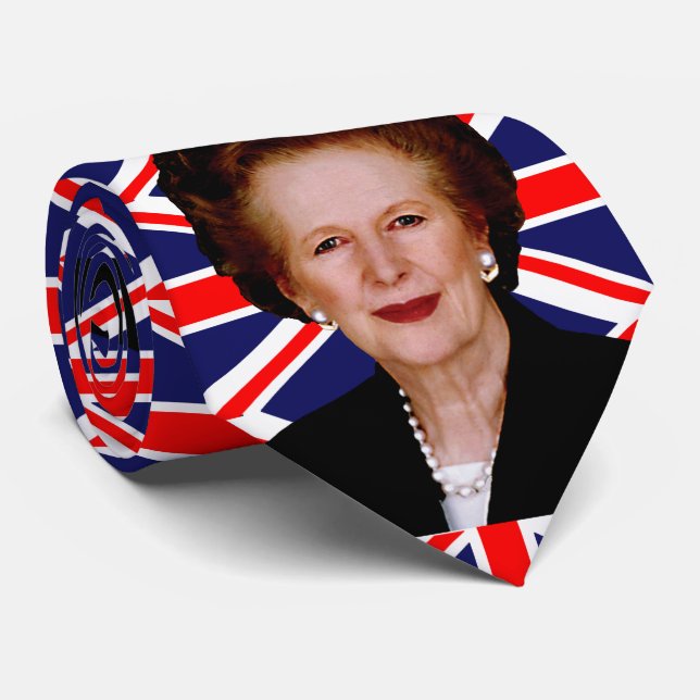 Prime Minister Margaret Thatcher & British Flag Tie (Rolled)