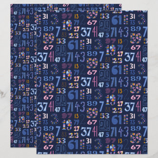 Prime Numbers to 100 Dark Blue Scrapbook Paper