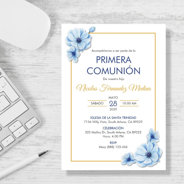 Primera Comunion Catholic Cute First Communion Invitation (Creator Uploaded)