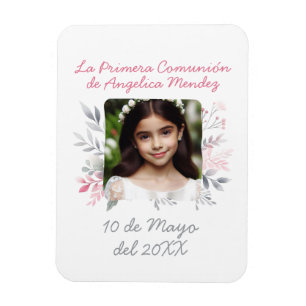 Primera Comunión con Foto y Flores Spanish Magnet
