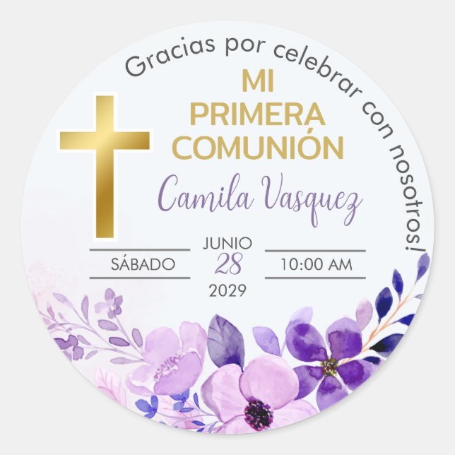 Primera Comunion Gifts and Favours First Communion Classic Round Sticker (Front)