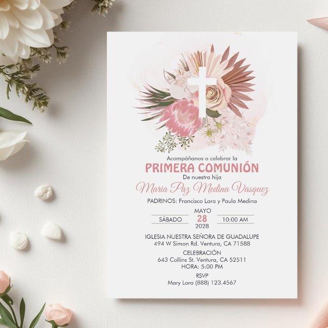 Primera Comunion Invitacion Boho First Communion Invitation (Creator Uploaded)