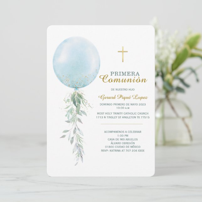 Primera comunion invitacion imprimible invitation (Standing Front)