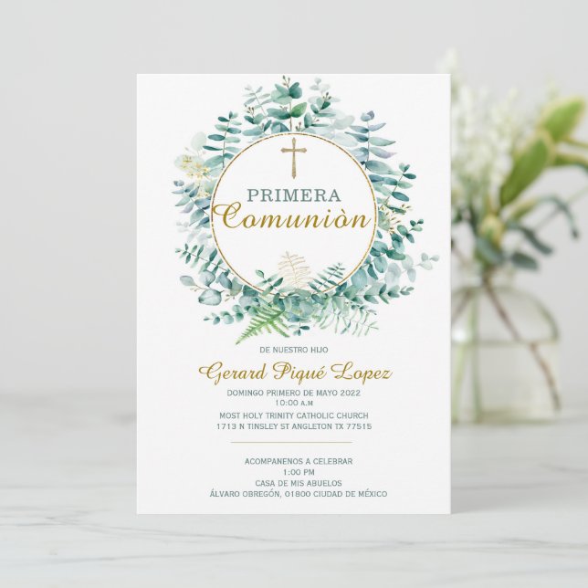 Primera comunion invitacion imprimible invitation (Standing Front)