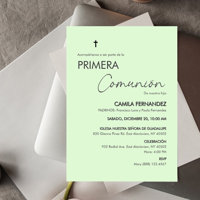 Primera Comunion Minimalist First Holy Communion Invitation (Creator Uploaded)