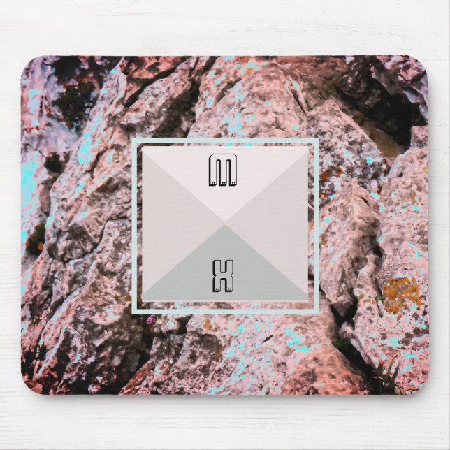 Primeval rock and piramide with your initials mouse mat (Front)
