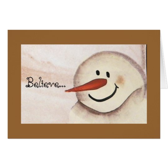 Primitive Acrylic Painted Snowman Christmas Card