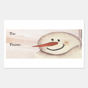 Primitive Acrylic Painted Snowman Christmas Tag