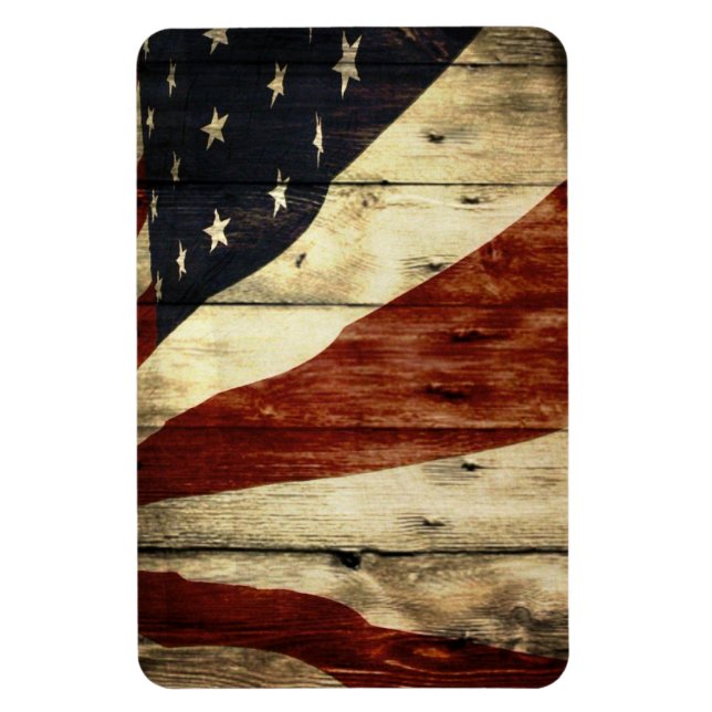 Primitive Americana Barn Wood American Flag Magnet (Vertical)