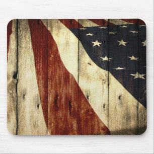 Primitive Americana woodgrain American Flag Mouse Mat