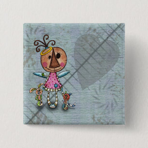 Primitive Angel Keeper of the Animals 15 Cm Square Badge